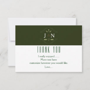 Green Botanical Forest Minimal Wedding Dank je Bedankkaart