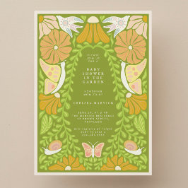 Green Botanical Garden Baby Shower Invitation Kaart