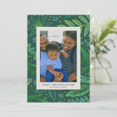 Green Botanical kerstfotokaart (Staand voorkant)