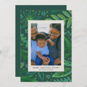 Green Botanical kerstfotokaart (Voorkant / Achterkant)