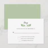 Green Botanical Leaves Wedding Response RSVP Kaartje (Voorkant / Achterkant)
