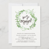 Green Botanical Leaves Wreate Engagement Party Kaart (Voorkant)