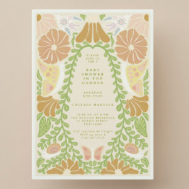 Green Botanical natural Baby Shower Invitation  Kaart