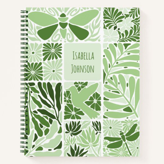 Green Botanical Notebook | Custom Name Notitieboek (Voorkant)