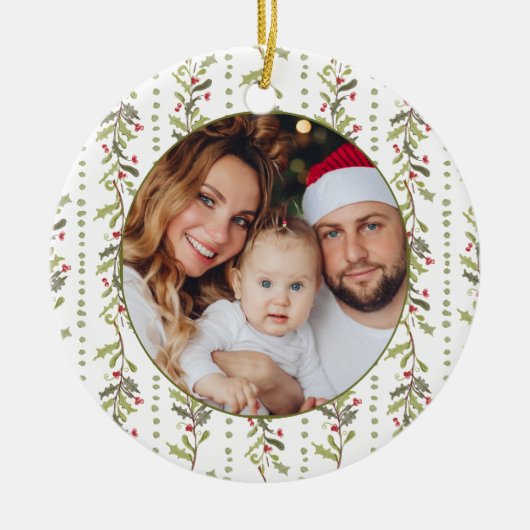 Green Botanical Photo Christmas Keramisch Ornament (Voorkant)