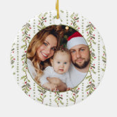 Green Botanical Photo Christmas Keramisch Ornament (Achterkant)