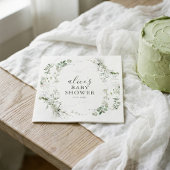 Green Botanical Script Baby shower Servet