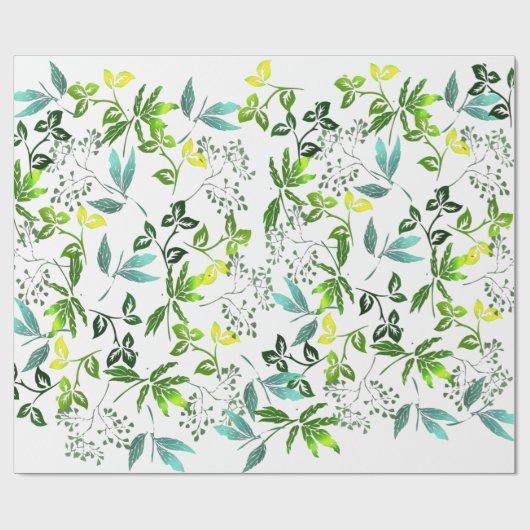 Green Botanical Sprigs Cadeaupapier (Vlak)