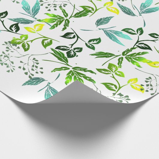 Green Botanical Sprigs Cadeaupapier (Hoek)