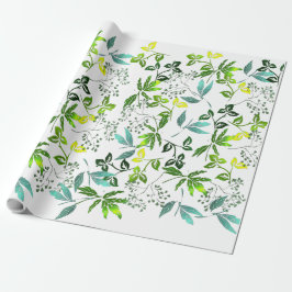 Green Botanical Sprigs Cadeaupapier