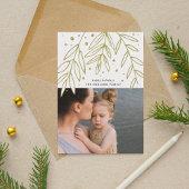 Green Botanical Sprigs Photo Holiday Card Feestdagenkaart