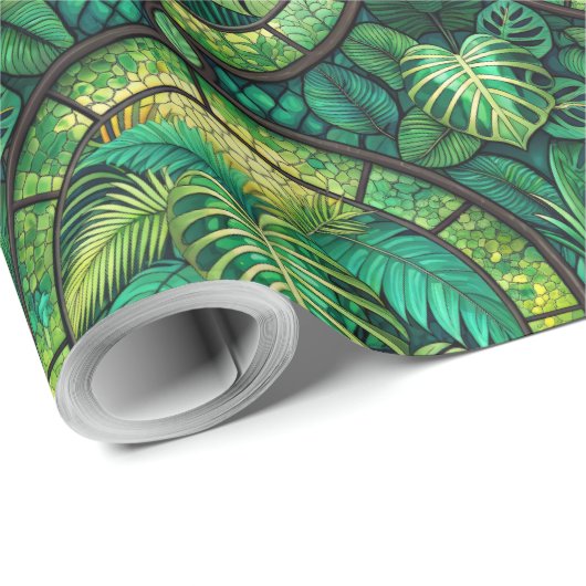 Green botanical-themed wrapping paper  cadeaupapier (Rol Hoek)