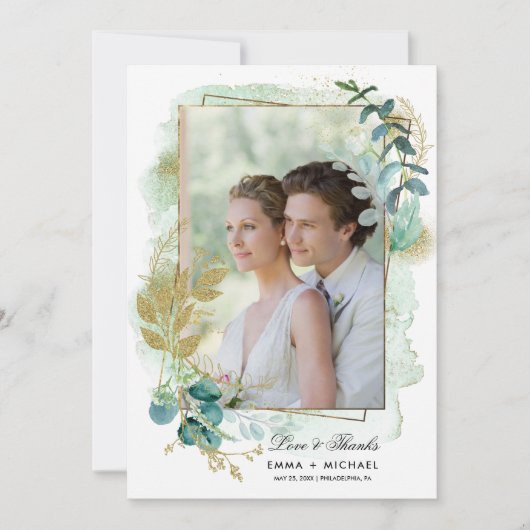 Green Botanical Wedding Hartelijk dank Kaart (Voorkant)