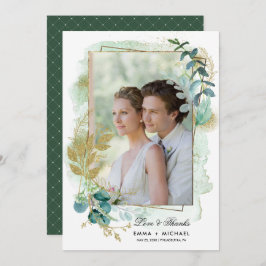 Green Botanical Wedding Hartelijk dank Kaart