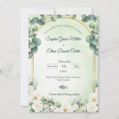 Green Botanical Wedding Invitation with Eucalyptus Kaart (Voorkant)