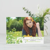Green Bouquet Photo Invitation Kaart (Staand voorkant)