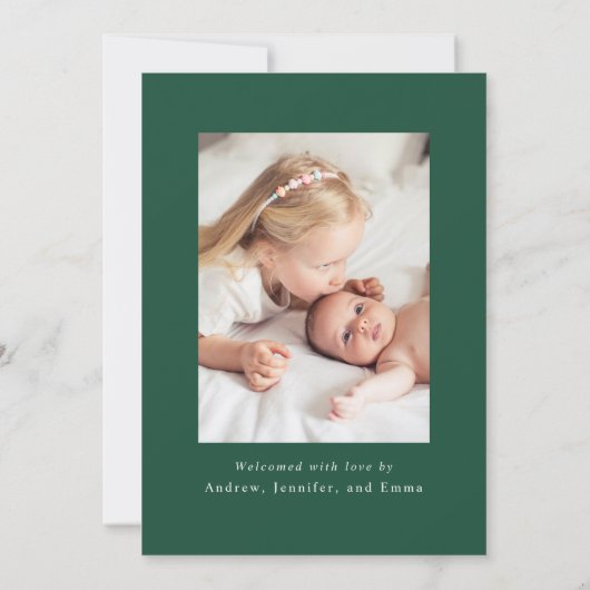 Green Bow 2 Foto Geboorte Aankondiging (Achterkant)