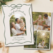  Green Bow Baby's 1st Christmas Family Holi