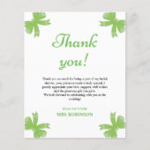 Green Bow Bridal Shower Thank You Card (Voorkant)