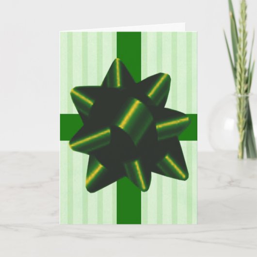 Green Bow Cadeau Holiday Greeting Kaart (Voorkant)