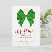 Green Bow Christmas Friendsmas Xmas Work Cocktail Kaart (Staand voorkant)