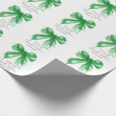 Green Bow Coquette Script Sweet 16 Party Cadeaupapier (Hoek)