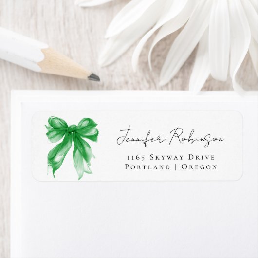 Green Bow Coquette Script Sweet 16 Party  Etiket (Insitu)