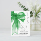 Green Bow Coquette Sweet 16 Save the Date  Briefkaart (Staand voorkant)