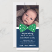 Green Bow Custom Photo Baby shower Hartelijk dank Bedankkaart (Voorkant)