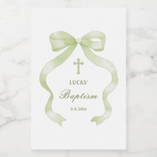 Green Bow-doop Wijn Etiket (Enkel label)