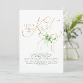 Green Bow Elegant Modern Minimalist Bridal Shower Kaart (Staand voorkant)