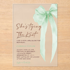 Green Bow Elegant Vrijgezellenfeest Acryl Uitnodigingen