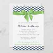Green Bow en Zigzag Baby shower Kaart (Voorkant)