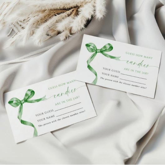Green Bow Hoeveel Snoepjes Douche Game Card Plaatskaartje
