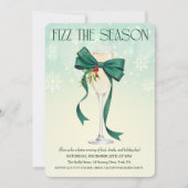 Green Bow Holiday Cocktail Kerstuitnodiging Kaart (Voorkant)