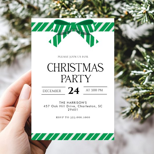 Green Bow Holiday Kerstdiner Kaart