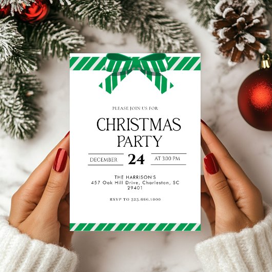 Green Bow Holiday Kerstdiner Kaart