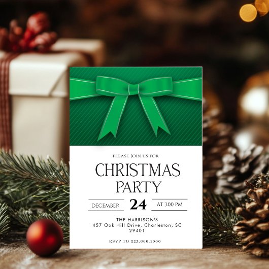 Green Bow Holiday Kerstdiner Kaart