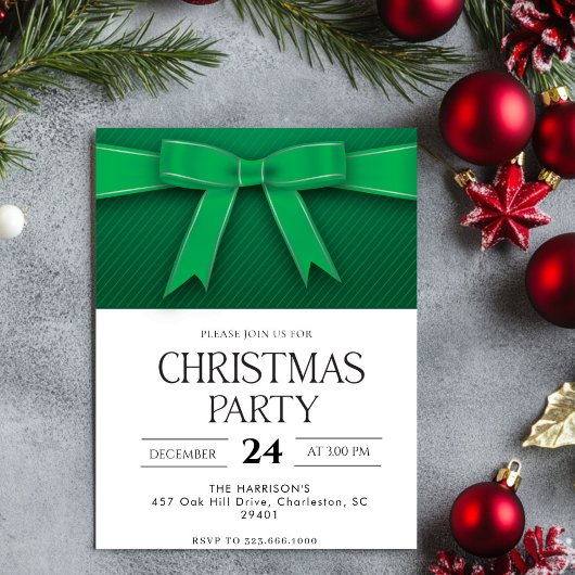 Green Bow Holiday Kerstdiner Kaart