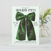 Green Bow Holiday Kerstuitnodiging Kaart (Staand voorkant)