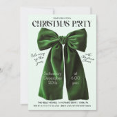 Green Bow Holiday Kerstuitnodiging Kaart (Voorkant)