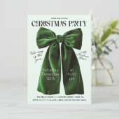Green Bow Holiday Kerstuitnodiging Kaart (Staand voorkant)