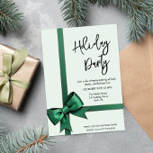 Green Bow Holiday Kerstuitnodiging Kaart