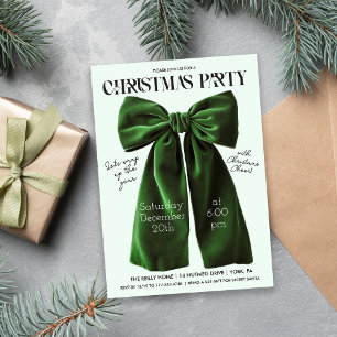 Green Bow Holiday Kerstuitnodiging Kaart
