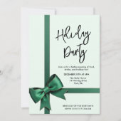 Green Bow Holiday Kerstuitnodiging Kaart (Voorkant)