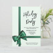 Green Bow Holiday Kerstuitnodiging Kaart (Staand voorkant)