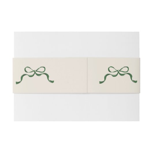Green Bow Invitation Belly Band Uitnodigingen Wikkel (Achterkant Voorbeeld)