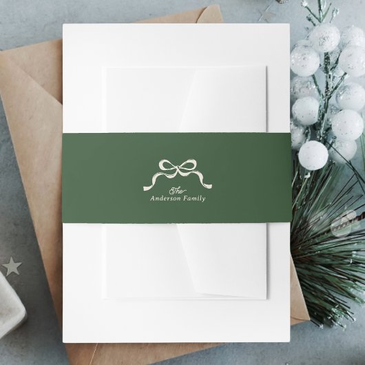 Green Bow Invitation Belly Band Uitnodigingen Wikkel