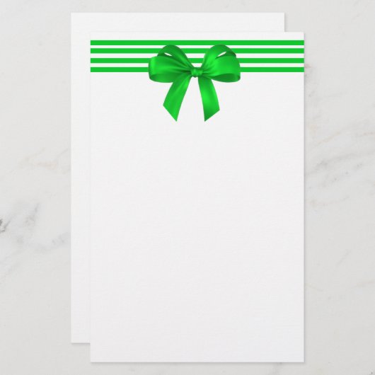 Green Bow-kerstcadeau Briefpapier (Voorkant / Achterkant)