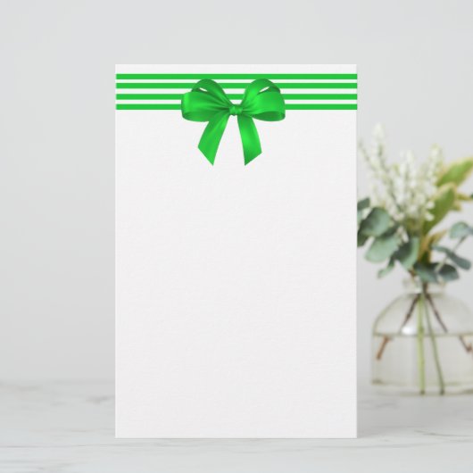 Green Bow-kerstcadeau Briefpapier (Staand voorkant)